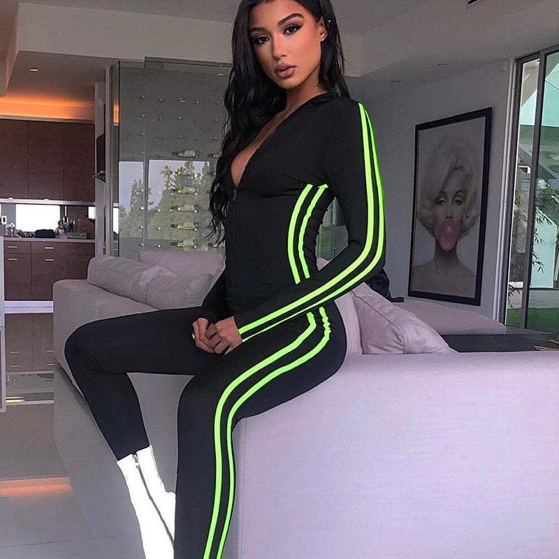 Neon Stripe Fitness Jumpsuit